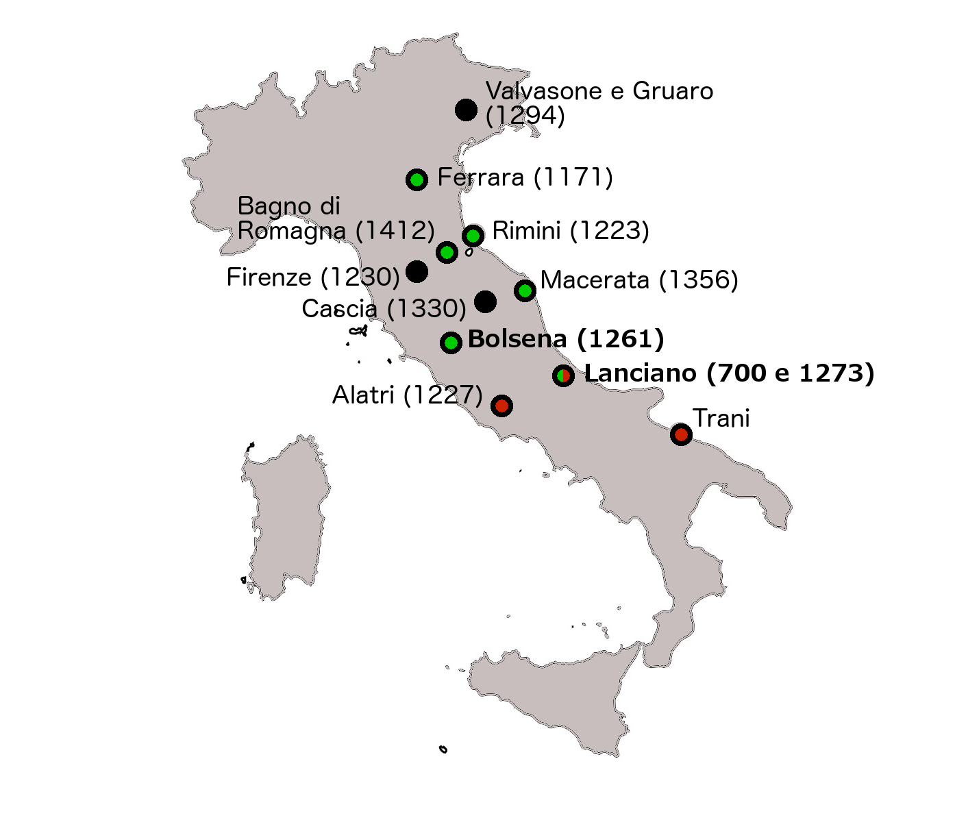 Miracoli eucaristici in Italia